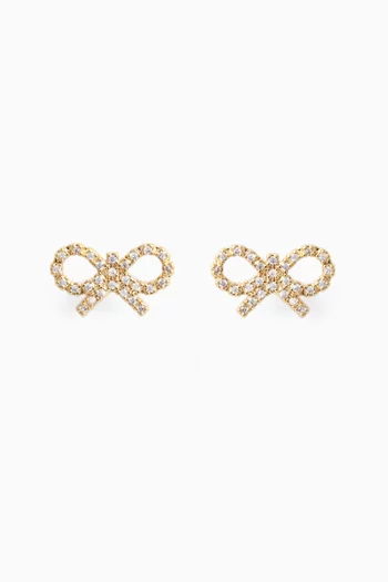 Micro Crystal Bow Earrings in Gold-plated Brass