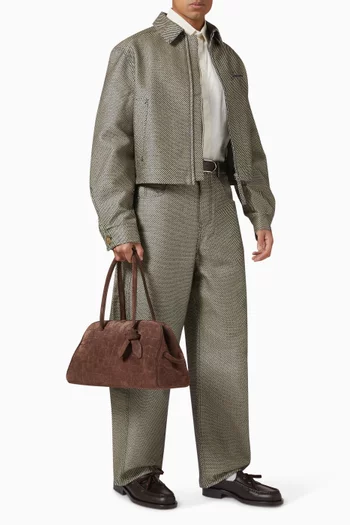 The Turismo Bowling Bag in Croc-embossed Suede