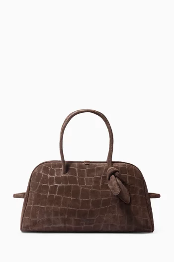 The Turismo Bowling Bag in Croc-embossed Suede