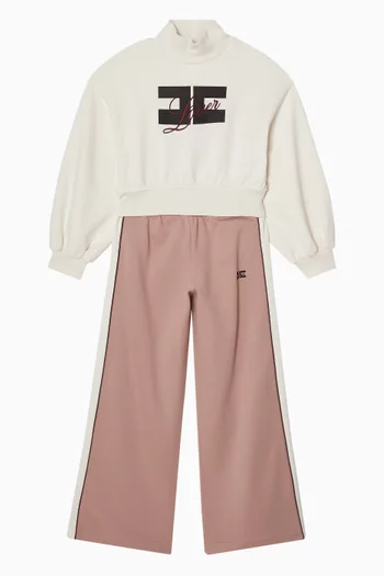 سويت شيرت بياقة عالية وشعار الماركة صوف قطني