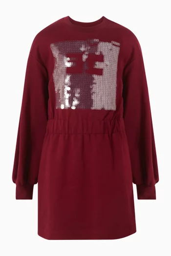 Sequin Logo Sweatshirt Dress