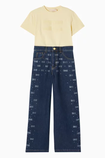 Logo-embellished Wide-leg Jeans