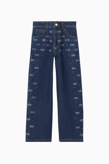 Logo-embellished Wide-leg Jeans