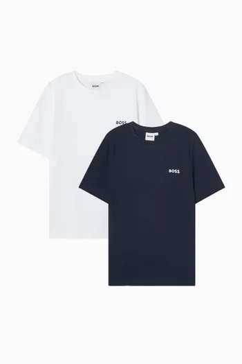 تي شيرت مطبوع بشعار الماركة، 2 قطع