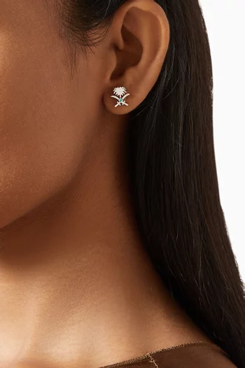 Turathi Diamond Stud Earrings in 18kt White Gold