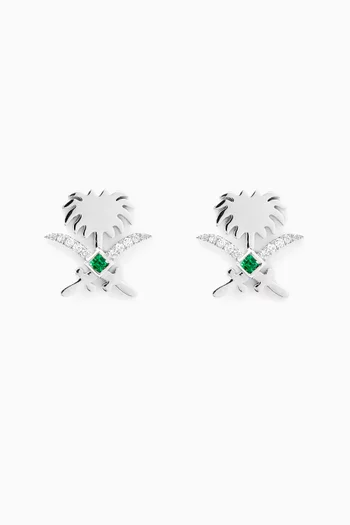 Turathi Diamond Stud Earrings in 18kt White Gold