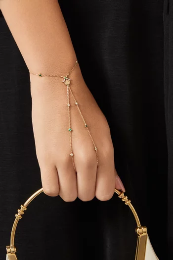 Turathi Emerald Hand Chain Bracelet in 18kt Gold