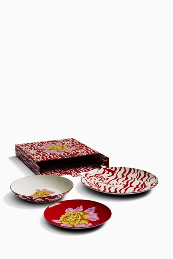 Indian Tiger Plates in Porcelain, Set of 3