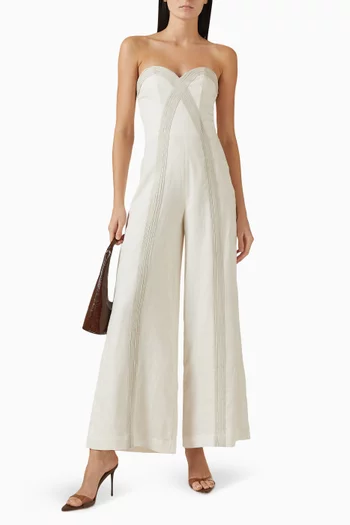 Suspiro Placido Strapless Jumpsuit in Linen