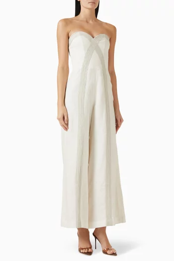 Suspiro Placido Strapless Jumpsuit in Linen