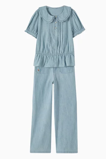 Logo Collar Ruched Top