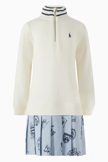 Logo Zip Dress in Cotton-blend