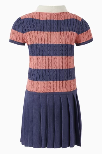 Pony Logo Stripe Dress in Cable-knit