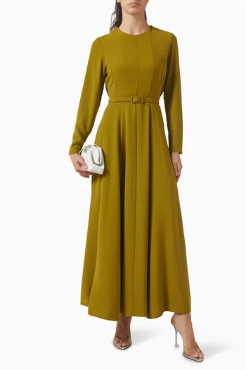 Aliza Belted Maxi Dress in Crepe