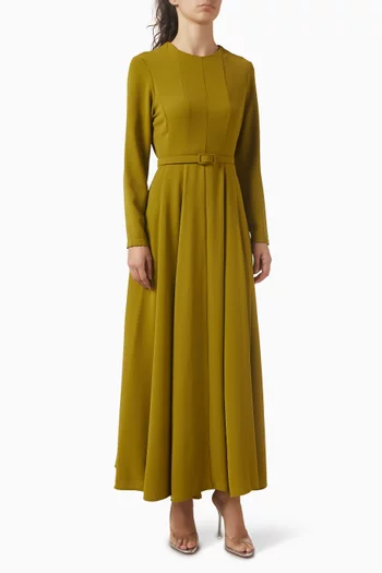 Aliza Belted Maxi Dress in Crepe