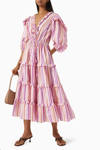 Teresa Ruffle Dress in Linen Blend