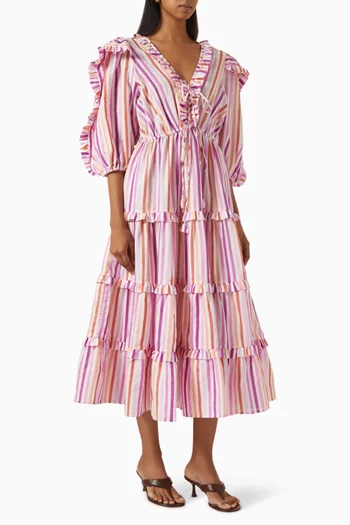 Teresa Ruffle Dress in Linen Blend