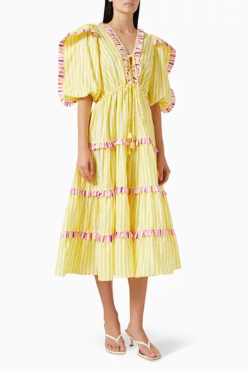 Teresa Ruffle Dress in Linen Blend