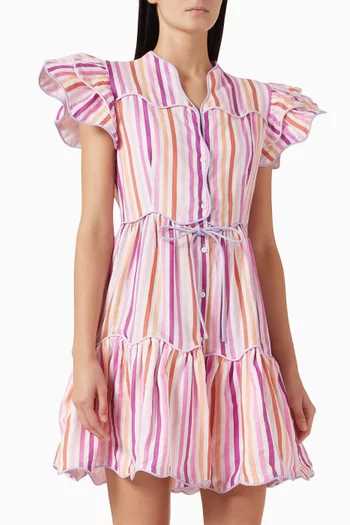 فستان بابا فوياجر بنقشة مخططة مزيج كتان