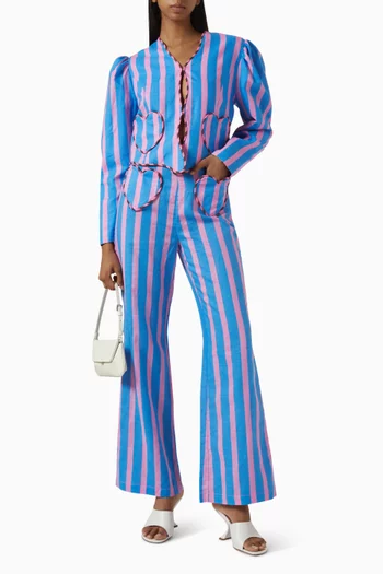 Valeria Striped Pants in Linen Blend