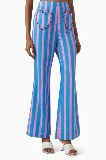 Valeria Striped Pants in Linen Blend