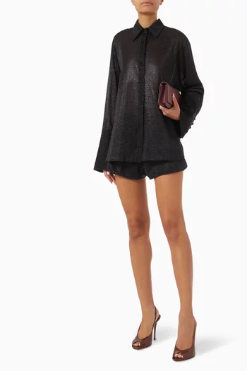 Glazed Lumière Sleeves Shirt in Stretch Lurex