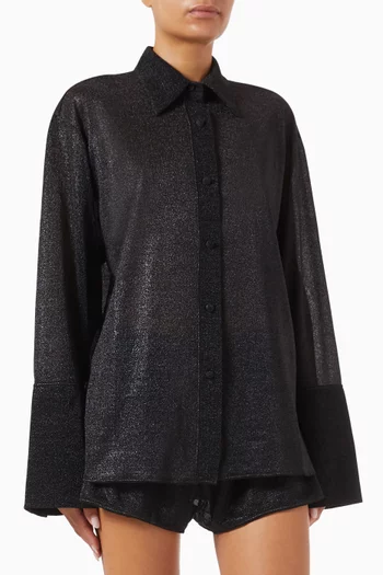 Glazed Lumière Sleeves Shirt in Stretch Lurex