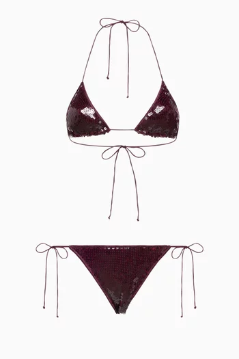 Marylin Sequin-embellished Microkini Bikini Set
