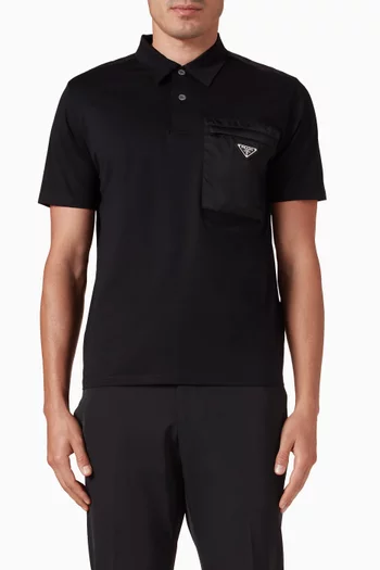 Re-nylon Pocket Polo Shirt in Stretch-cotton