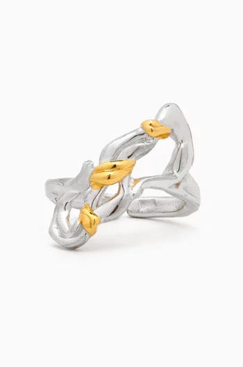 R-GEMINO-MIX RINGS 925 STERLING SILVER DIPPED IN RHODIUM & 21K GOLD  FINE SILVER:Silver:One Size|218566328