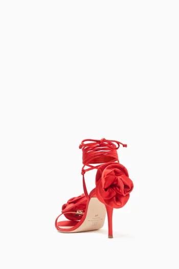 Double Flower 90 Strappy Sandals in Satin