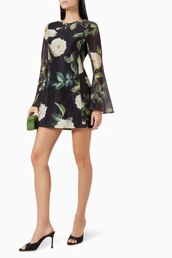 فستان سوزان قصير بأكمام جرس