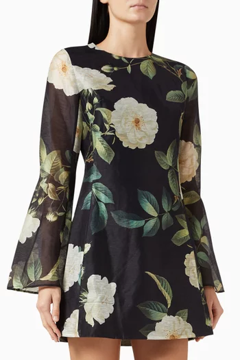 فستان سوزان قصير بأكمام جرس