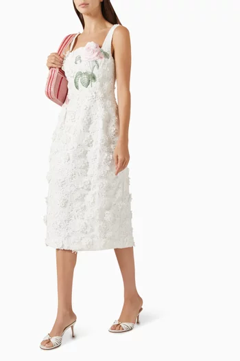 فستان لاريسا متوسط الطول بتطريزات دانتيل