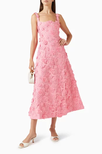 Odette Floral Midi Dress in Lace