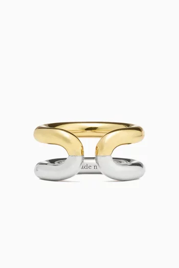 Interlock Ring in Gold & Silver-plated Brass