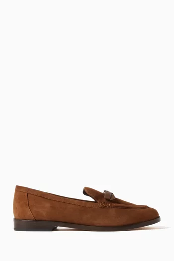 Deco Bow Loafers in Suede