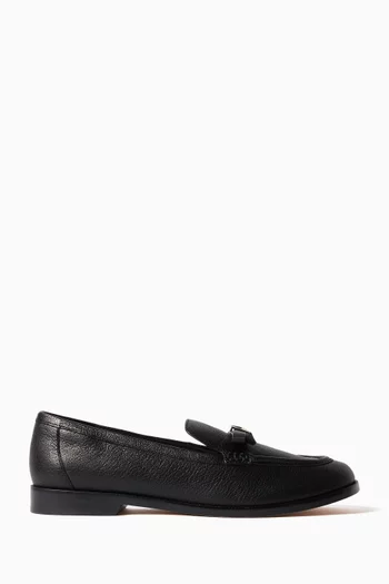 Deco Bow Loafers in Pebbled Leather