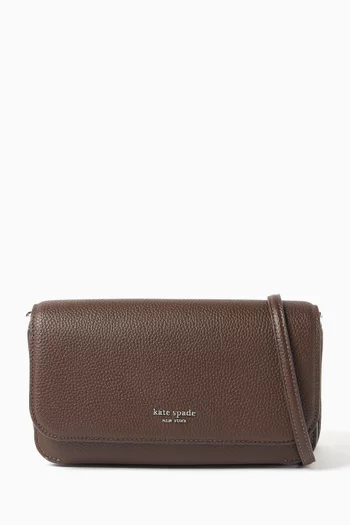 محفظة آفا بغطاء قلاب وسلسلة جلد حُبيبي