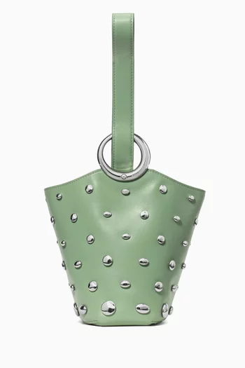 حقيبة باكيت هيلو ميني جلد مرصع بحلي معدنية