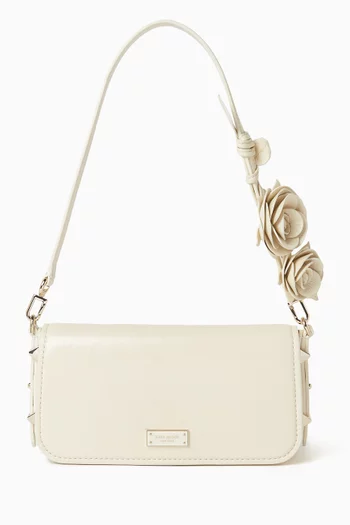 Liv Floral Appliqué Shoulder Bag in Leather