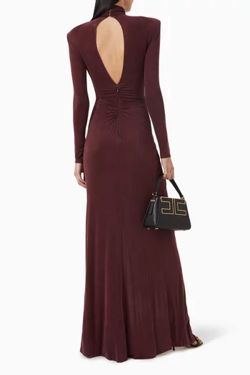 Cut-out Draped Maxi Dress in Jersey