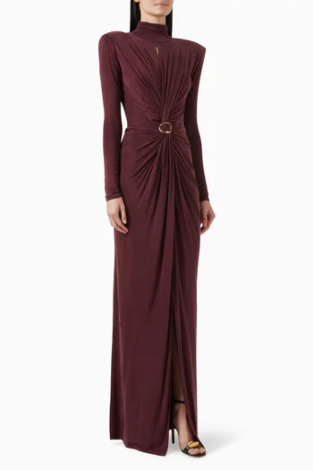 Cut-out Draped Maxi Dress in Jersey