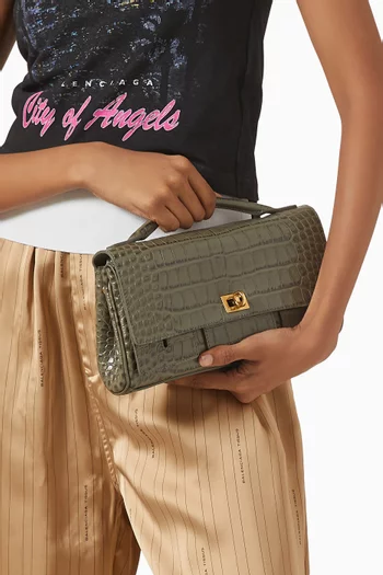 Bel Air Clutch in Croc-embossed Calfskin