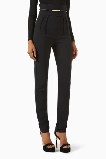 بنطال بخصر مرتفع كريب