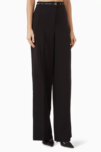 بنطال بشريط شعار الماركة كريب