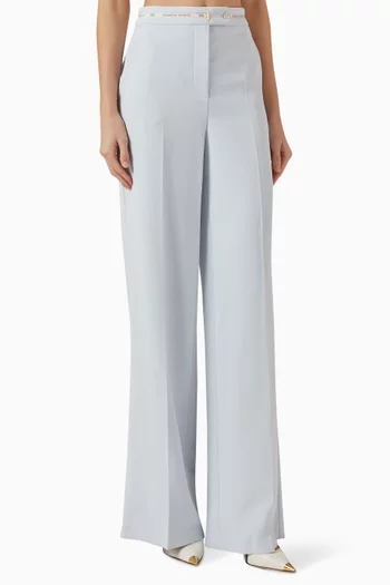 بنطال بشريط شعار الماركة كريب