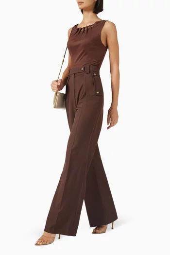 Button Straight-fit Pants in Cotton