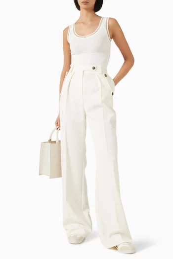 Button Straight-fit Pants in Cotton
