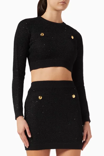 Sequin-embellished Crop Sweater